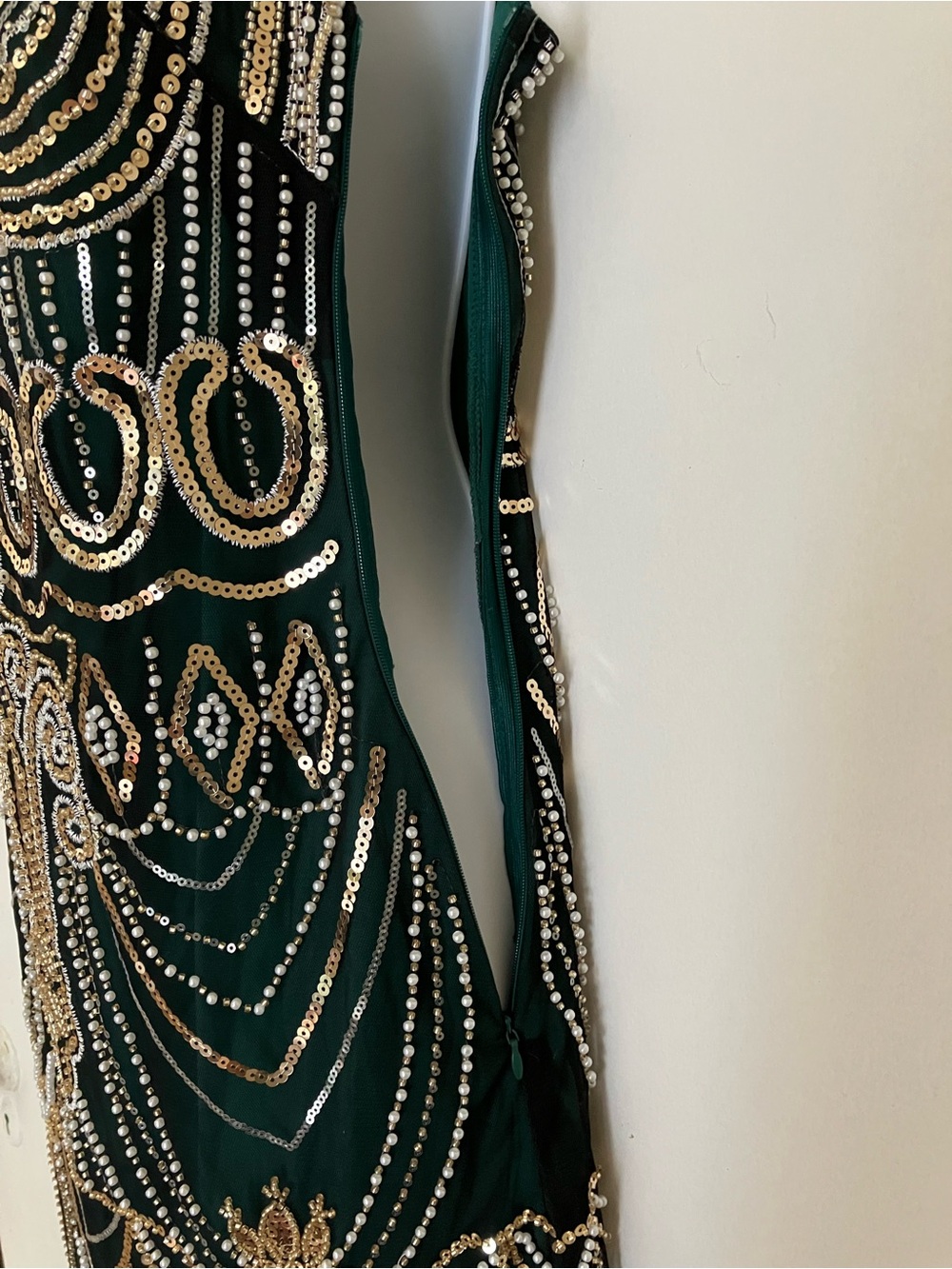20’s Inspired Sequined Dress Emerald Green XS-S - Picture 7 of 9